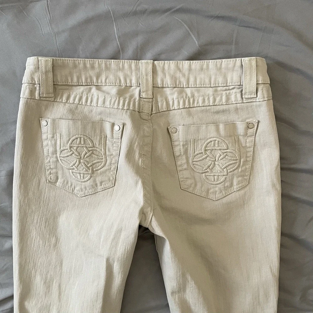 Bebe Jeans Womens 30 Kayla Chained Embroidered Flared Gray - Picture 3 of 12